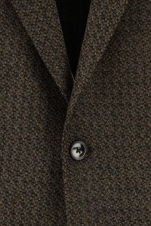 Koyu Kahve Klasik Yünlü Desenli Ceket