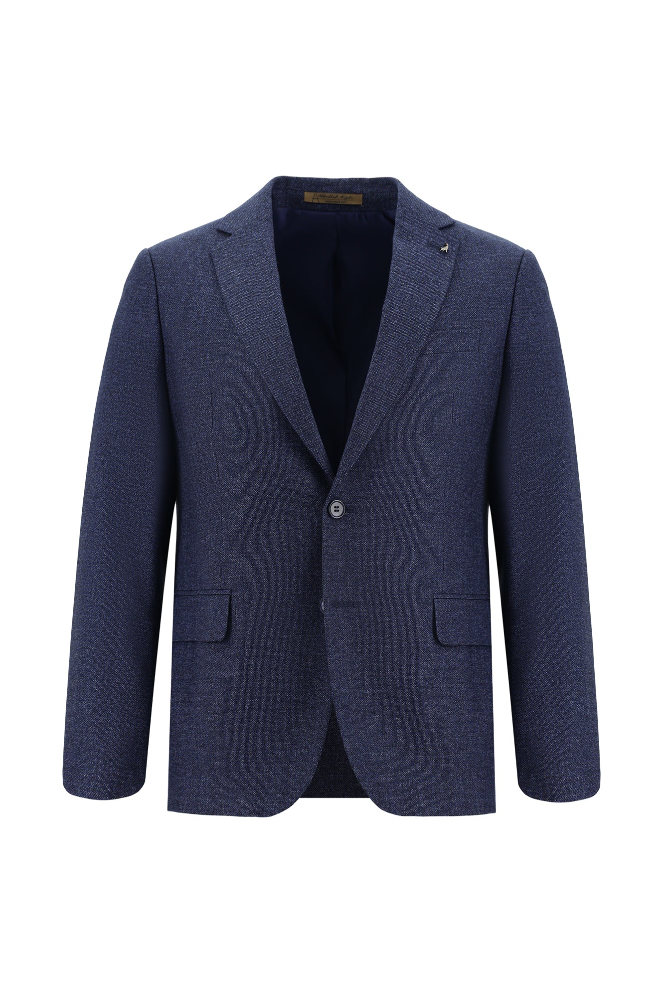 Orta Lacivert 7 Drop Slim Fit Dar Kesim Yünlü Klasik Desenli Guabello Ceket-Abdullah Ki??l?