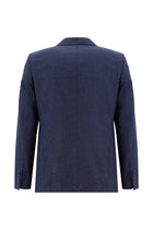 Orta Lacivert 7 Drop Slim Fit Dar Kesim Yünlü Klasik Desenli Guabello Ceket-Abdullah Ki??l?