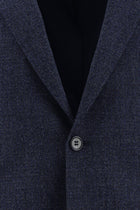 Orta Lacivert 7 Drop Slim Fit Dar Kesim Yünlü Klasik Desenli Guabello Ceket-Abdullah Ki??l?