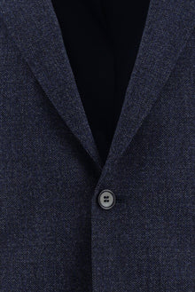 Orta Lacivert 7 Drop Slim Fit Dar Kesim Yünlü Klasik Desenli Guabello Ceket-Abdullah Ki??l?