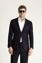 Orta Lacivert Klasik Yünlü Ceket