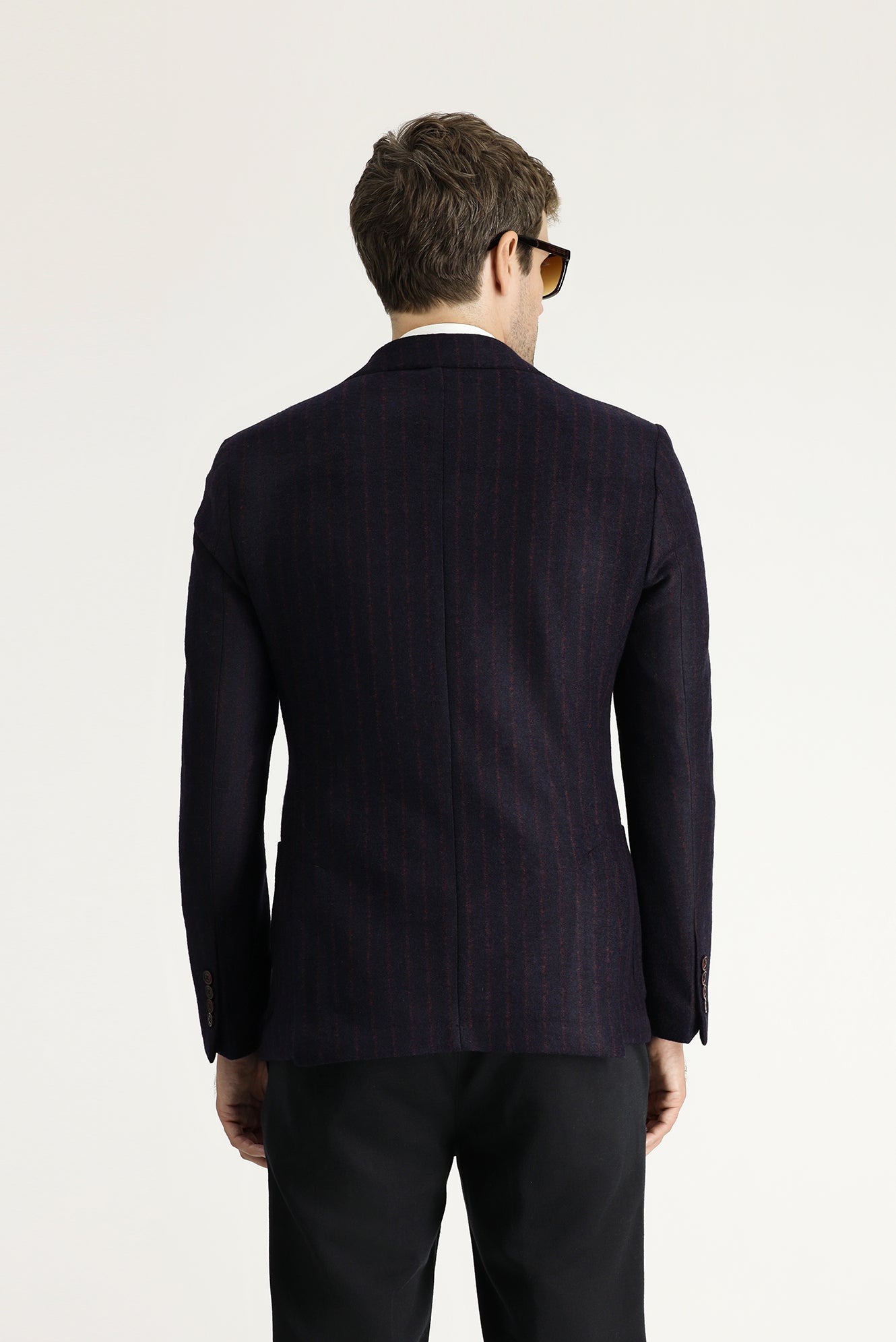 Orta Lacivert Klasik Yünlü Ceket