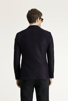 Orta Lacivert Klasik Yünlü Ceket