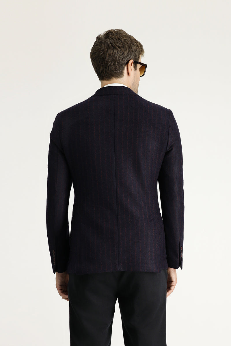 Orta Lacivert Klasik Yünlü Ceket