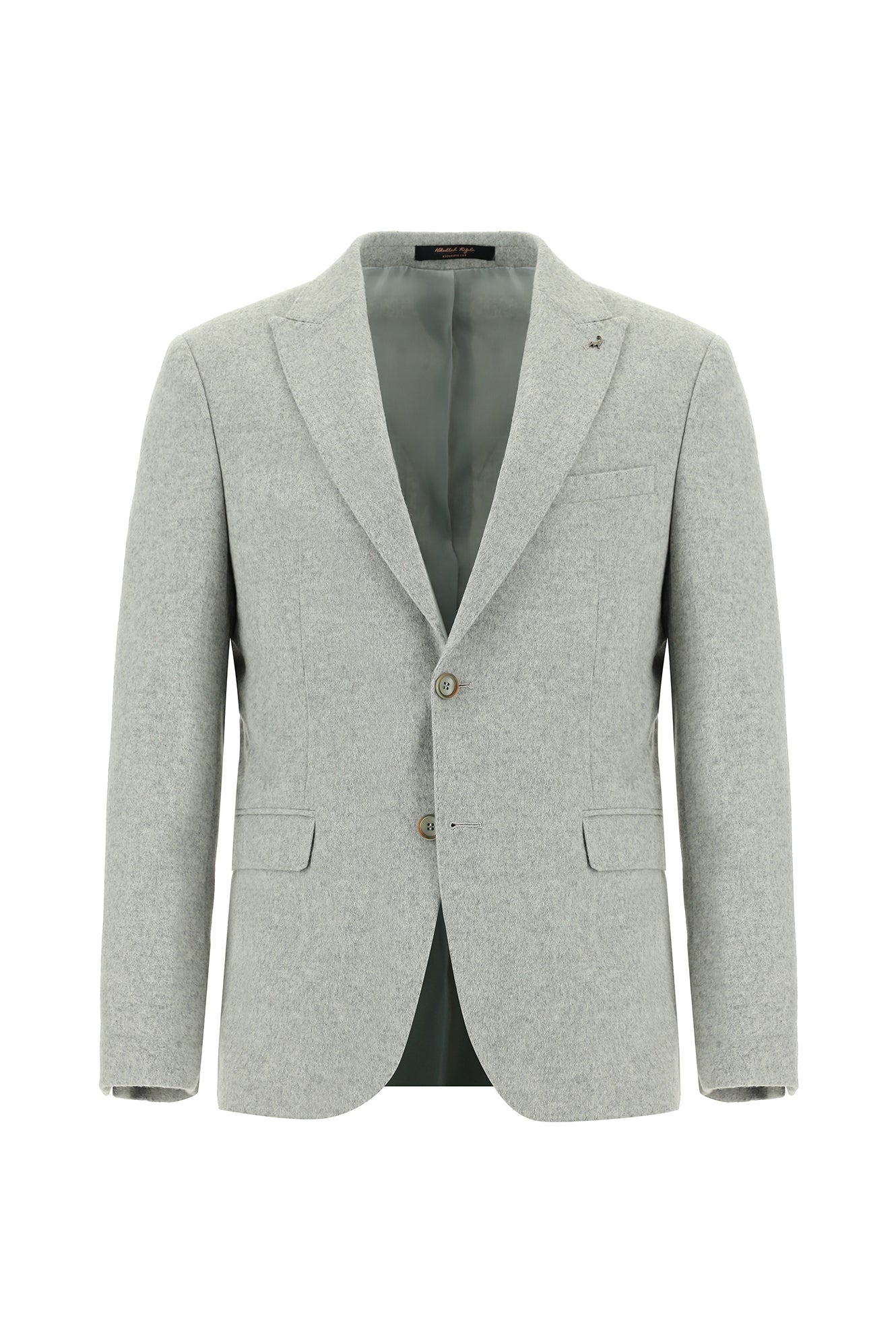 Aç?k Gri 7 Drop Slim Fit Dar Kesim Yünlü Klasik Ceket-Abdullah Ki??l?