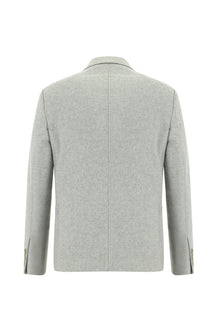 Açık Gri Slim Fit Dar Kesim Yünlü Klasik Ceket