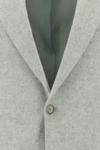 Açık Gri Slim Fit Dar Kesim Yünlü Klasik Ceket