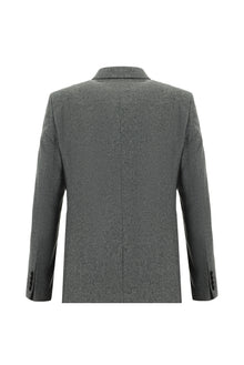 Koyu Füme Slim Fit Dar Kesim Yünlü Klasik Ceket