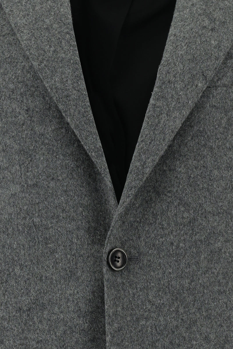 Koyu Füme Slim Fit Dar Kesim Yünlü Klasik Ceket