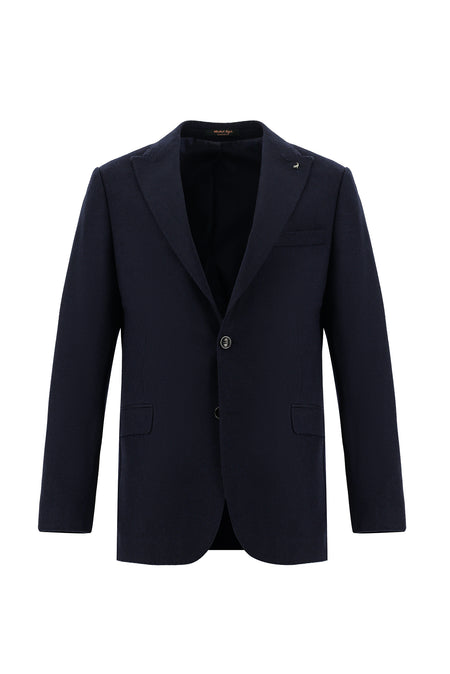 Koyu Lacivert 6 Drop Regular Fit Standart Kesim Yünlü Klasik Ceket-Abdullah Ki??l?