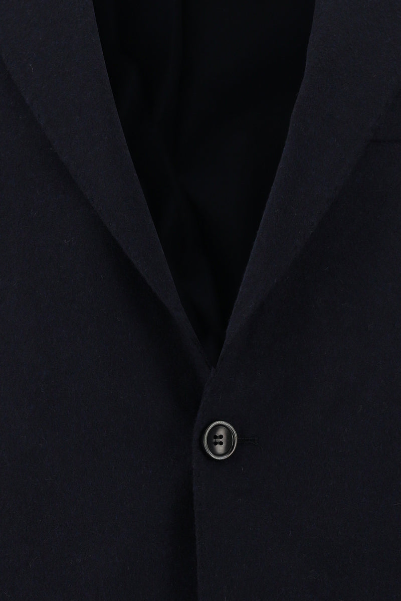 Koyu Lacivert Slim Fit Dar Kesim Yünlü Klasik Ceket