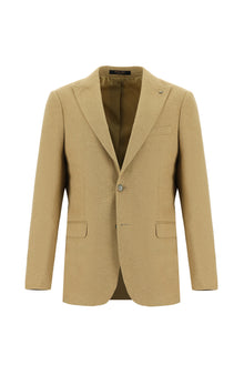 Koyu Bej Regular Fit Yünlü Klasik Ceket