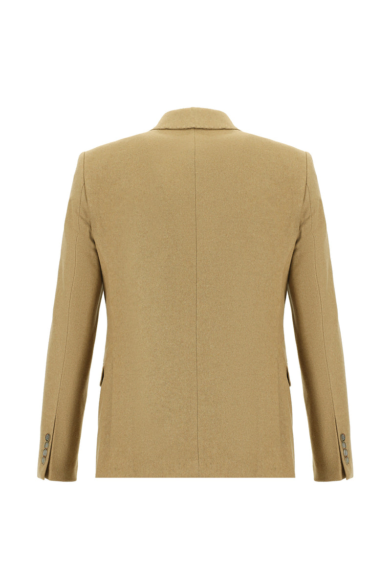 Koyu Bej Regular Fit Yünlü Klasik Ceket