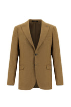 Camel Slim Fit Dar Kesim Yünlü Klasik Ceket