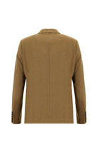 Camel Slim Fit Dar Kesim Yünlü Klasik Ceket