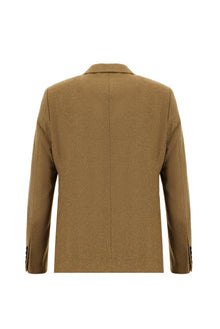 Camel Slim Fit Dar Kesim Yünlü Klasik Ceket