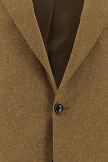 Camel Slim Fit Dar Kesim Yünlü Klasik Ceket