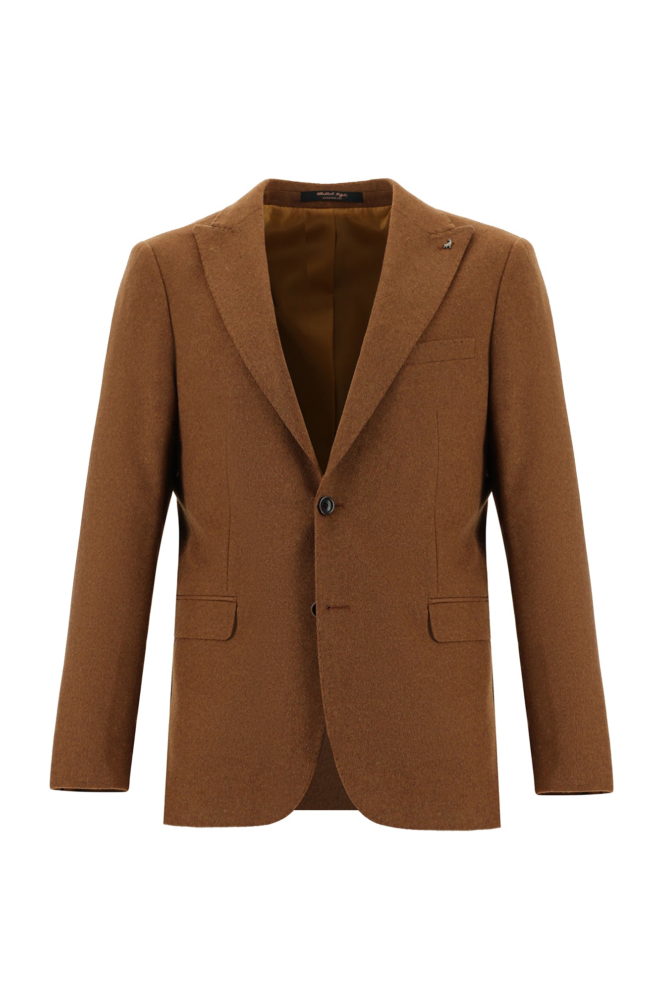 Taba Slim Fit Dar Kesim Yünlü Klasik Ceket