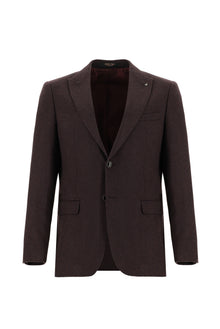 Koyu Bordo 6 Drop Regular Fit Standart Kesim Yünlü Klasik Ceket-Abdullah Ki??l?