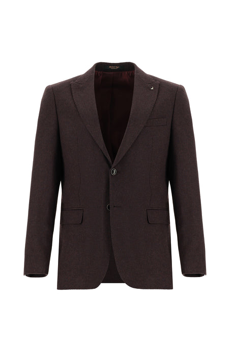 Koyu Bordo 6 Drop Regular Fit Standart Kesim Yünlü Klasik Ceket-Abdullah Ki??l?