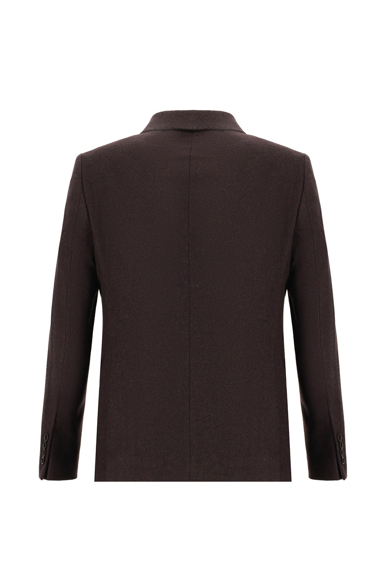 Koyu Bordo Slim Fit Dar Kesim Yünlü Klasik Ceket