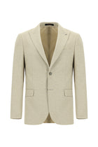 Açık Vizon Slim Fit Dar Kesim Yünlü Klasik Ceket