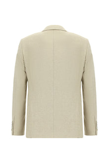 Açık Vizon Slim Fit Dar Kesim Yünlü Klasik Ceket