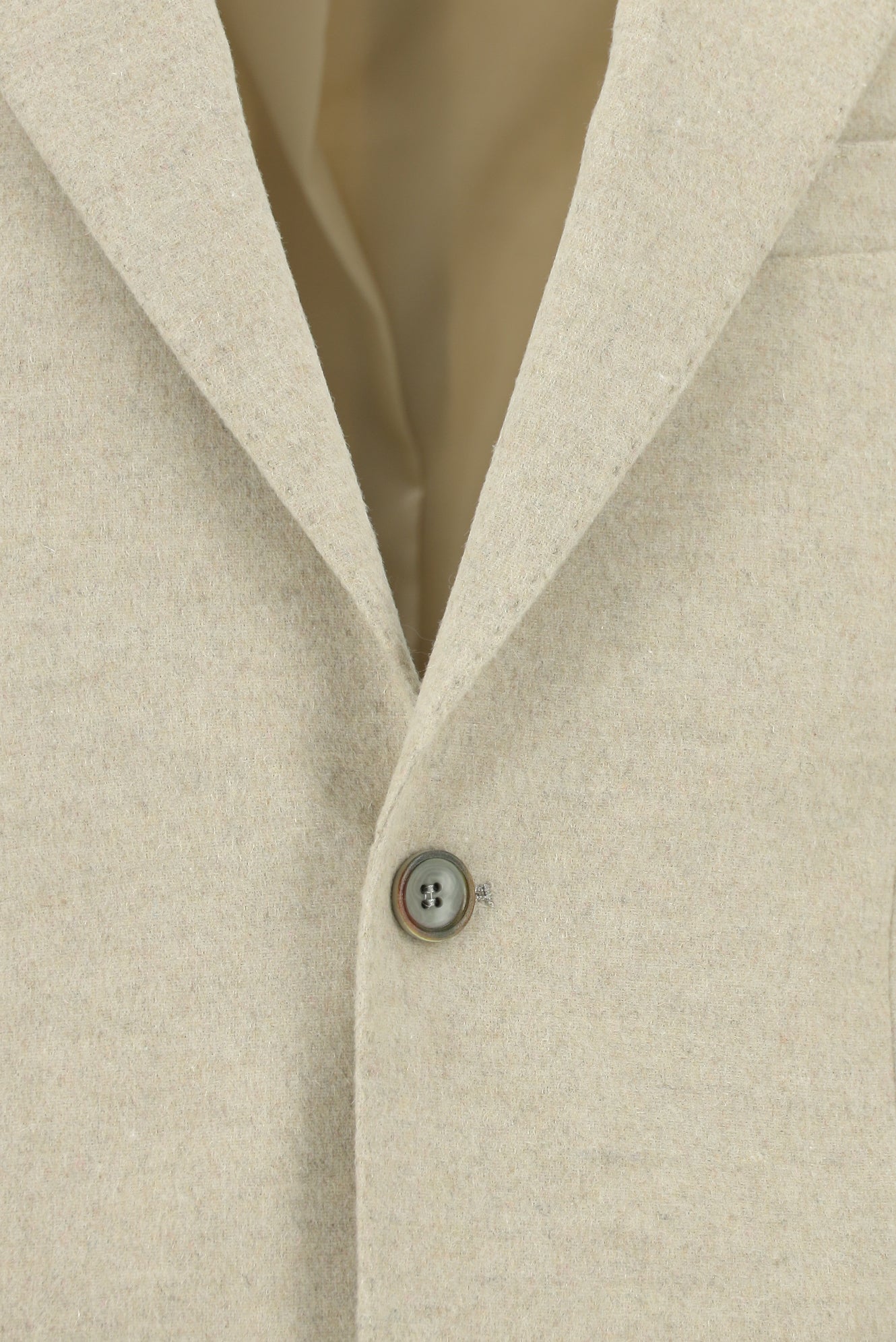 Açık Vizon Slim Fit Dar Kesim Yünlü Klasik Ceket