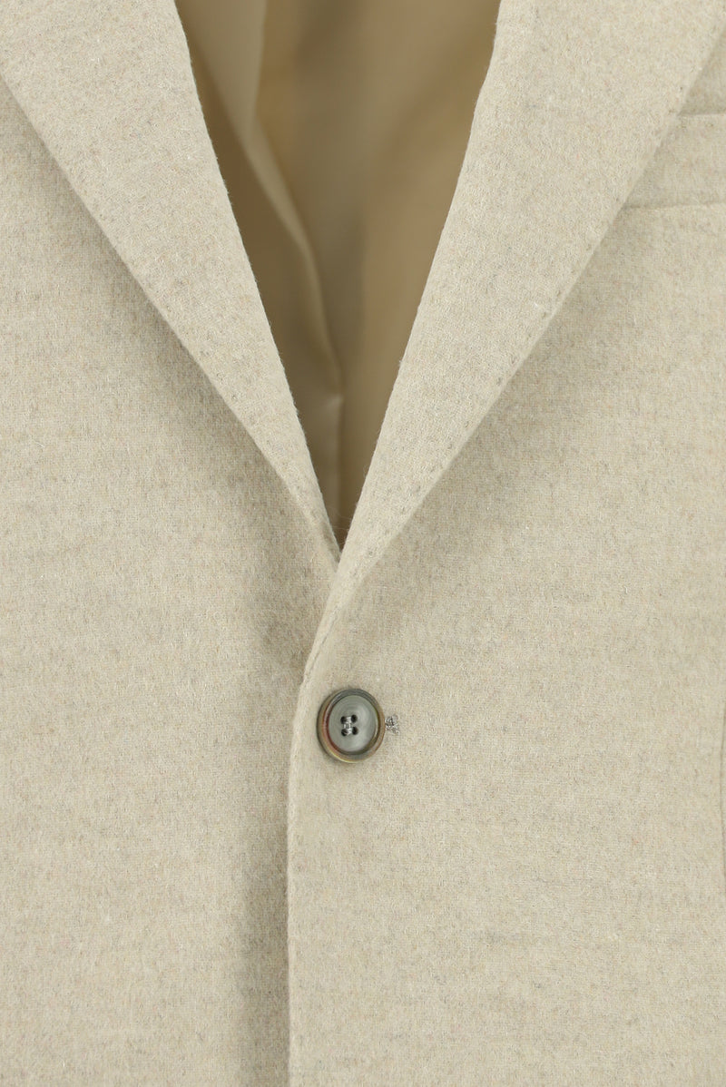 Açık Vizon Slim Fit Dar Kesim Yünlü Klasik Ceket