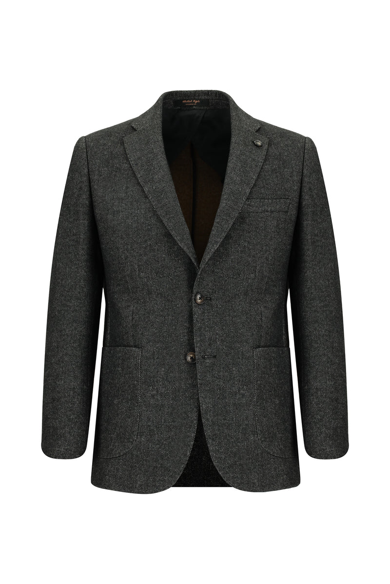 Koyu Antrasit Klasik Desenli Ceket