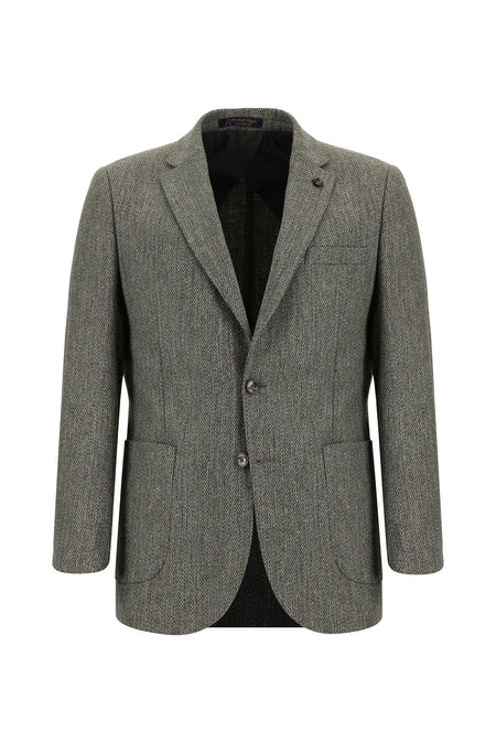 Koyu Vizon Klasik Yünlü Ceket