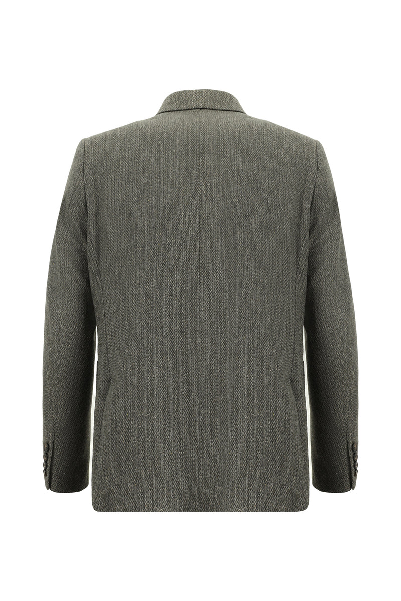 Koyu Vizon Klasik Yünlü Ceket