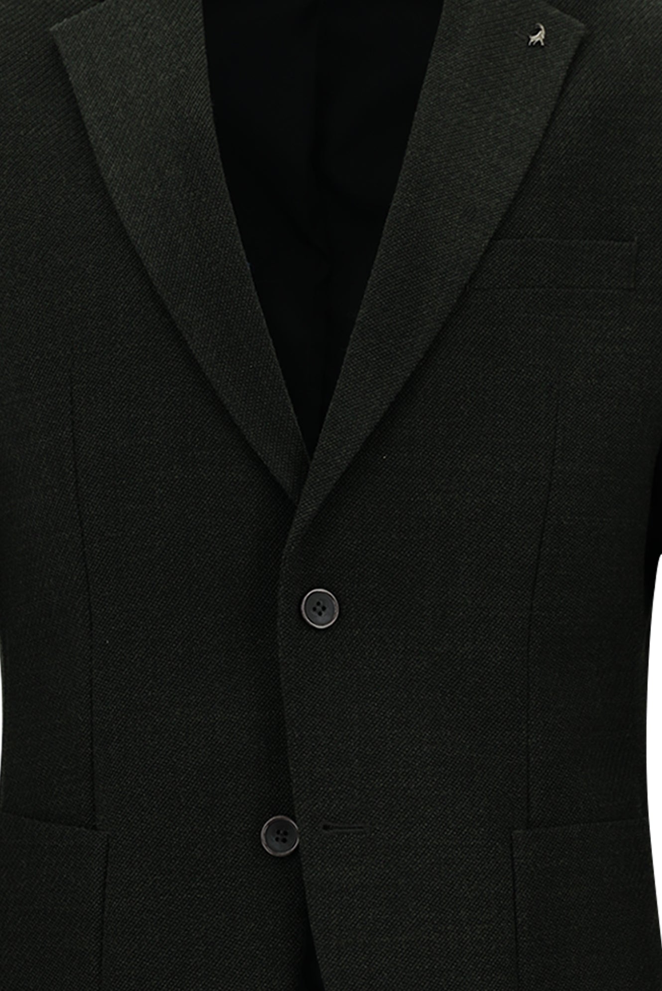 Koyu Antrasit Slim Fit Dar Kesim Yünlü Desenli Spor Ceket