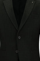 Koyu Antrasit Slim Fit Dar Kesim Yünlü Desenli Spor Ceket