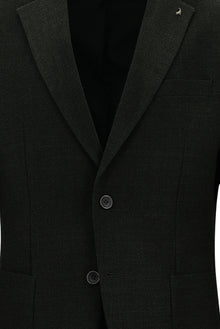 Koyu Antrasit Slim Fit Dar Kesim Yünlü Desenli Spor Ceket