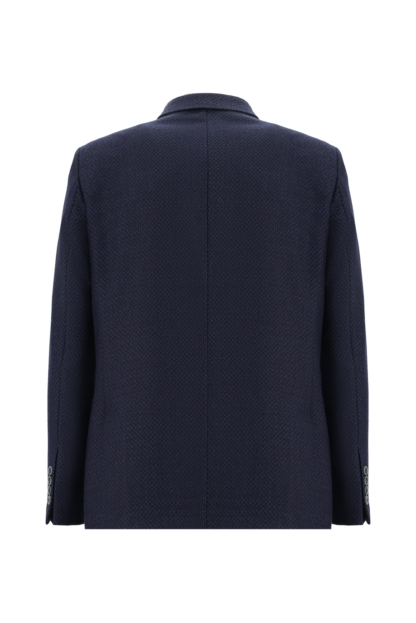 Koyu Lacivert Relaxed Fit Rahat Kesim Yünlü İtalyan Desenli Ceket