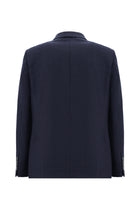 Koyu Lacivert Relaxed Fit Rahat Kesim Yünlü İtalyan Desenli Ceket