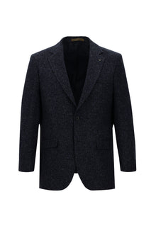 Koyu Lacivert 4 Drop Relaxed Fit Rahat Kesim ?talyan Desenli Yünlü Ceket-Abdullah Ki??l?