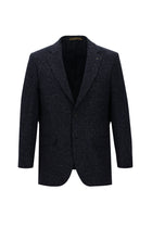 Koyu Lacivert Slim Fit Dar Kesim İtalyan Desenli Yünlü Ceket