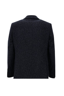 Koyu Lacivert Relaxed Fit Rahat Kesim İtalyan Desenli Yünlü Ceket