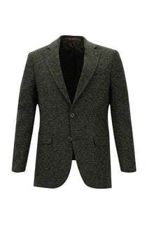 Koyu Haki 4 Drop Relaxed Fit Rahat Kesim ?talyan Desenli Yünlü Ceket-Abdullah Ki??l?