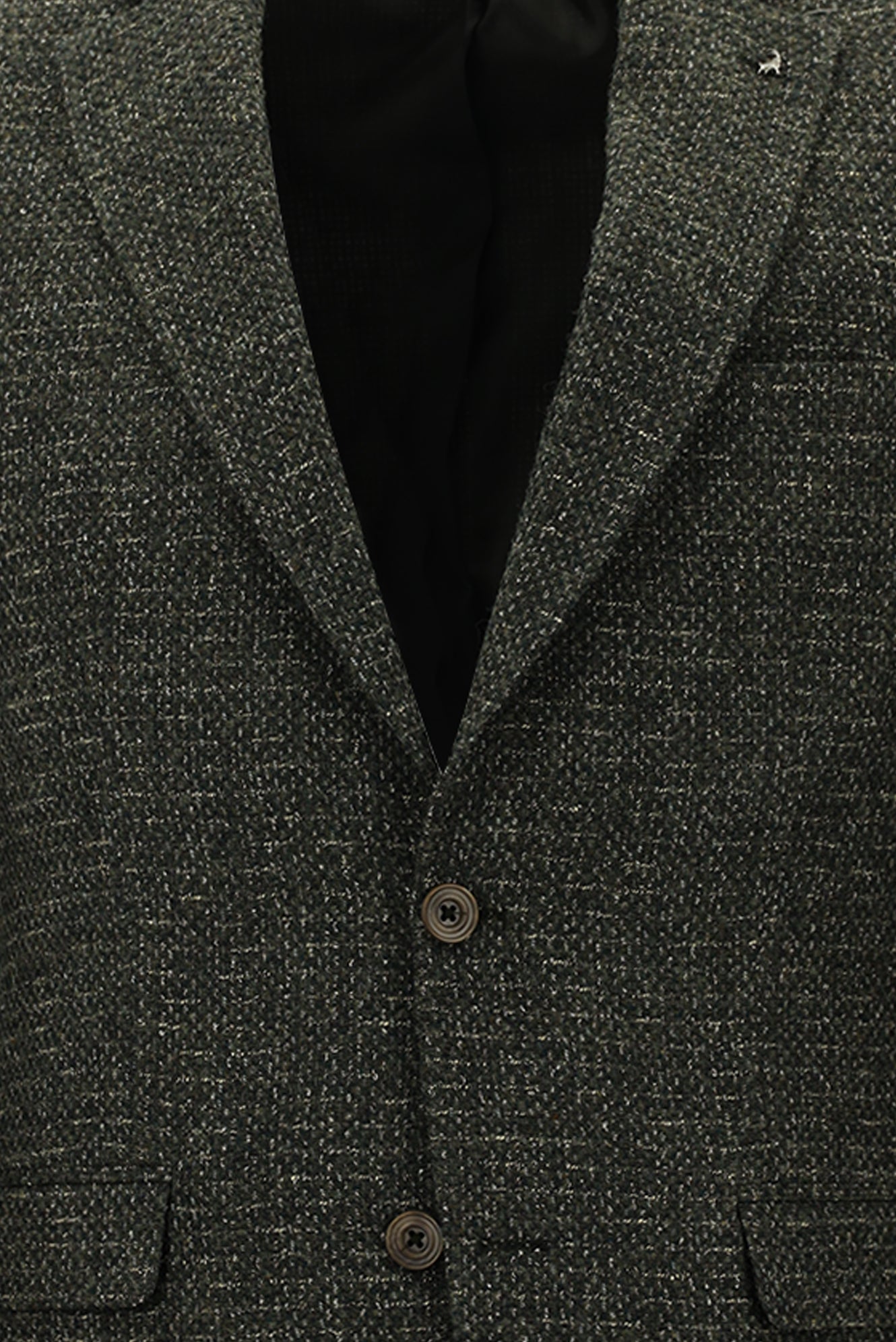 Koyu Haki Slim Fit Dar Kesim İtalyan Desenli Yünlü Ceket