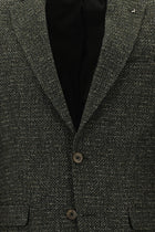 Koyu Haki Slim Fit Dar Kesim İtalyan Desenli Yünlü Ceket
