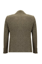 Koyu Vizon Relaxed Fit Rahat Kesim İtalyan Desenli Yünlü Ceket