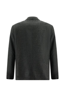Orta Füme Relaxed Fit Rahat Kesim Yünlü Klasik Desenli Ceket