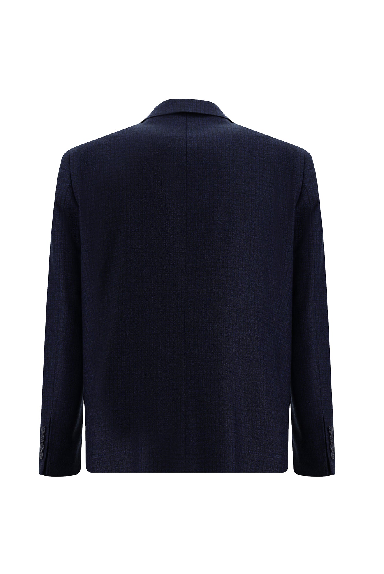 Koyu Lacivert Relaxed Fit Rahat Kesim Yünlü Klasik Desenli Ceket