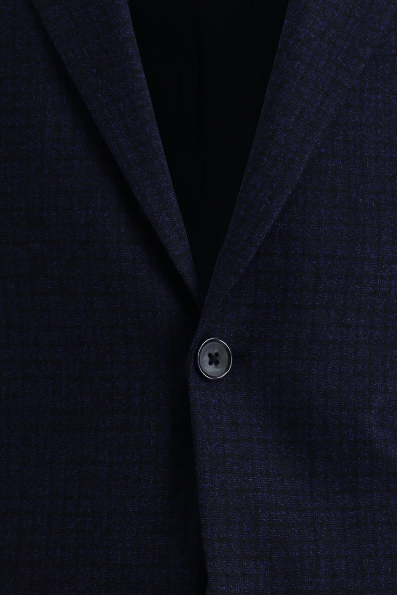 Koyu Lacivert Relaxed Fit Rahat Kesim Yünlü Klasik Desenli Ceket