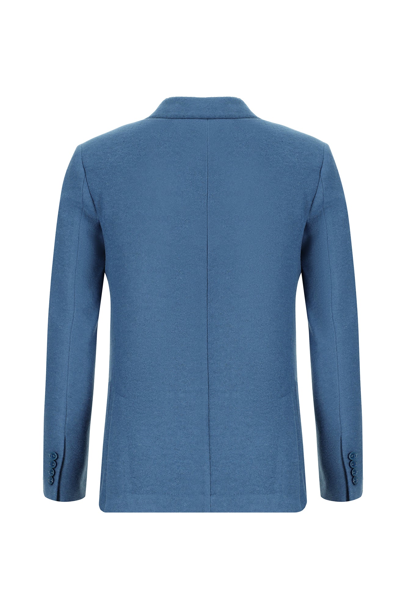 Gök Mavisi Slim Fit Dar Kesim İtalyan Yünlü Örme Ceket