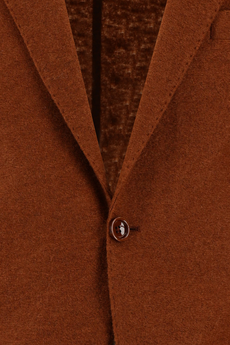 Kiremit Slim Fit Dar Kesim İtalyan Yünlü Örme Ceket